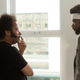 Boots Riley and Lakeith Stanfield during the making of Sorry to Bother You.